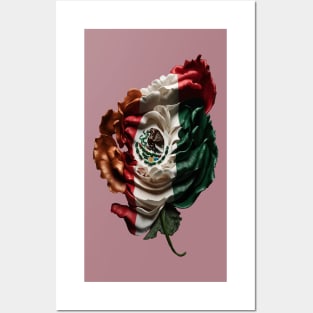 Flag of Mexico, a rose in the colors of Mexico Posters and Art